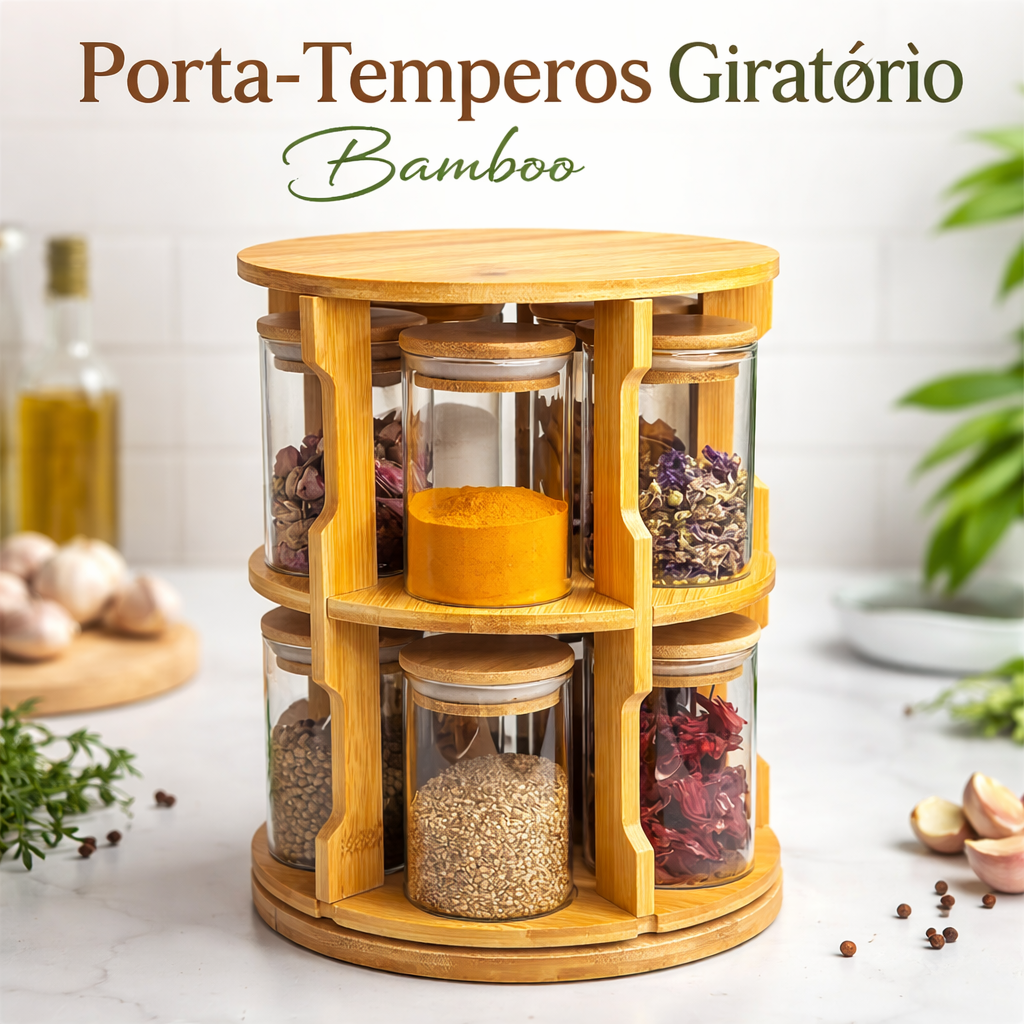 Porta-Temperos Giratório Bamboo