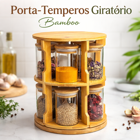 Porta-Temperos Giratório Bamboo