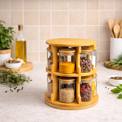 Porta-Temperos Giratório Bamboo