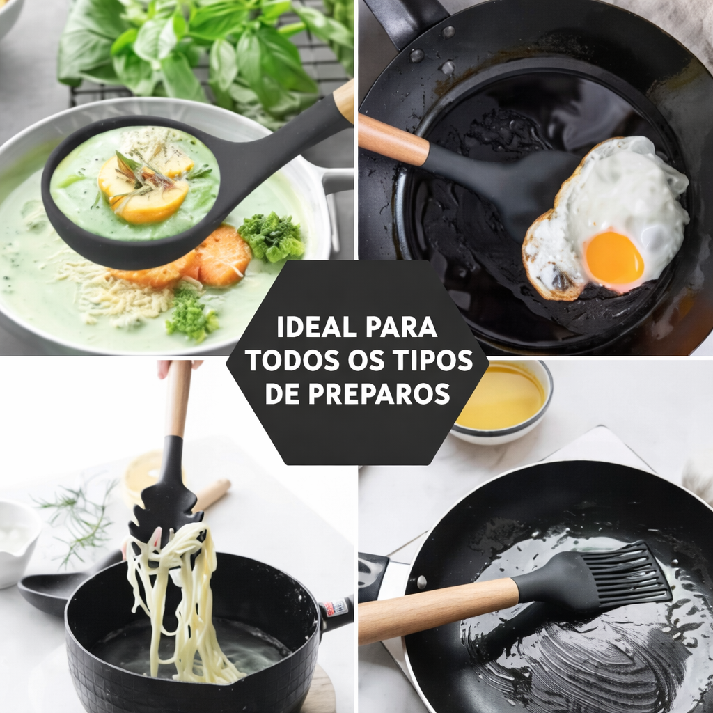 Kit Utensílios de Cozinha em Silicone