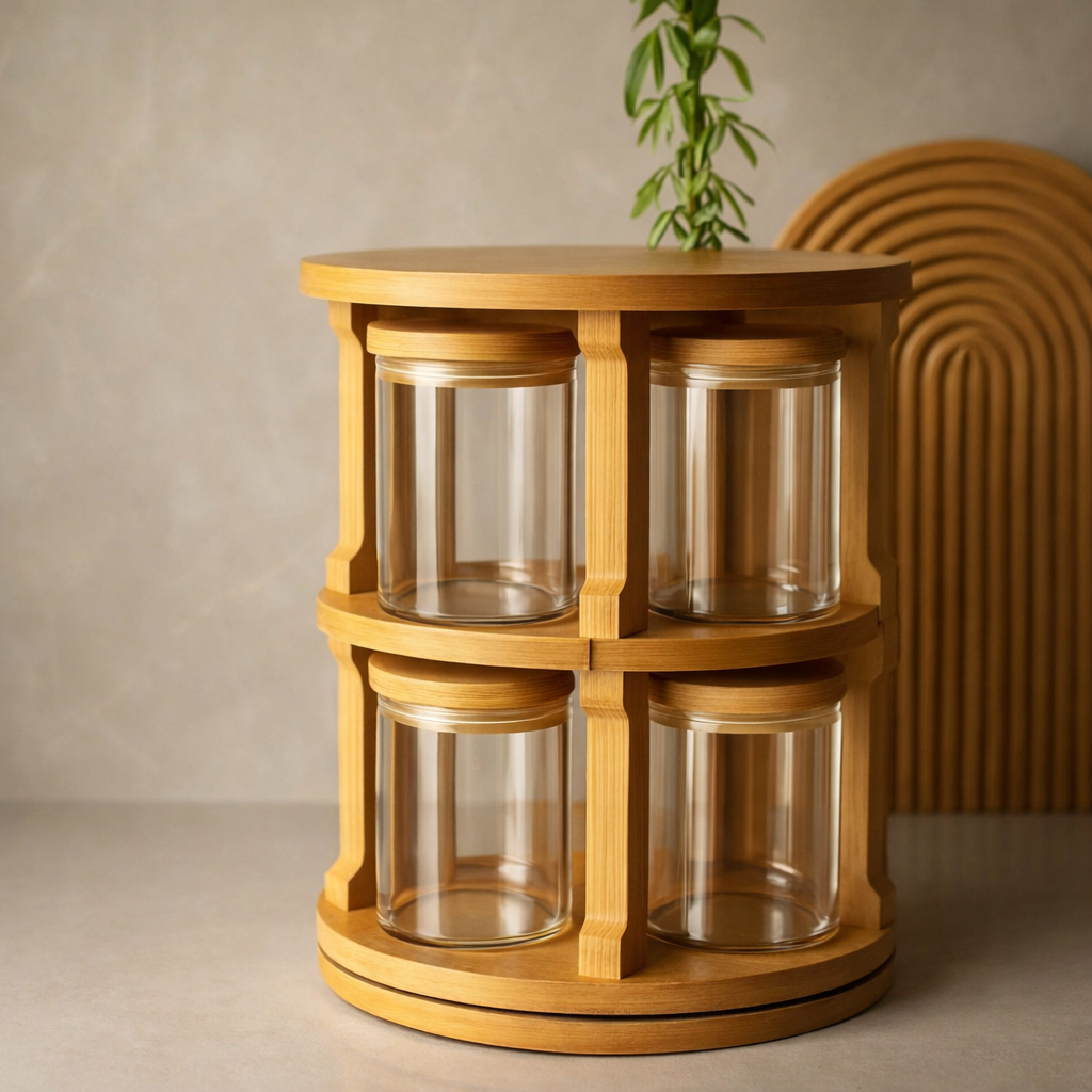 Porta-Temperos Giratório Bamboo