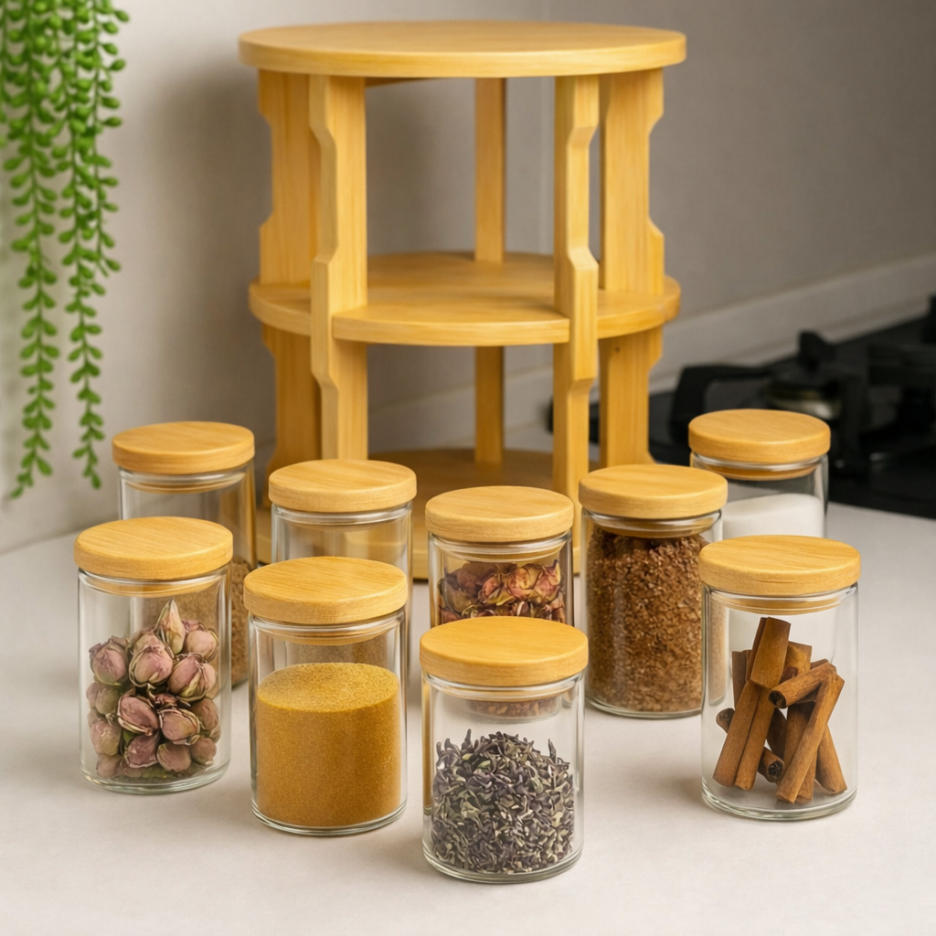 Porta-Temperos Giratório Bamboo