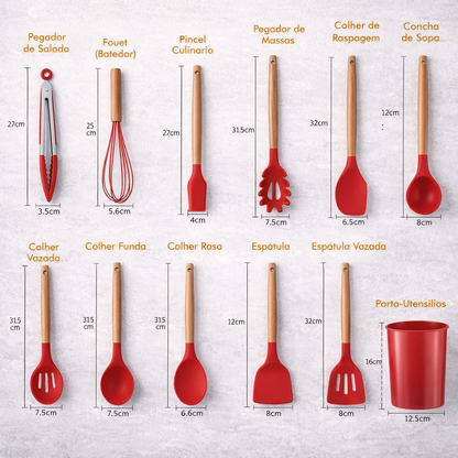 Kit Utensílios de Cozinha em Silicone
