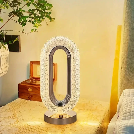 Luminária de Mesa LED 3 Tons Touch Cristal Luxo