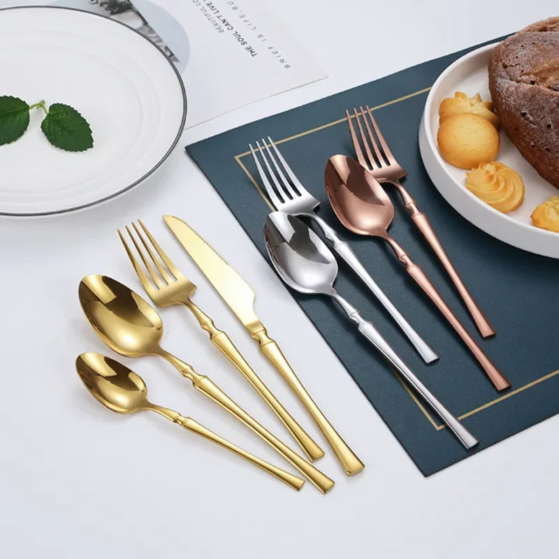 Faqueiro Dourado Elegante 24 Peças Casalaris